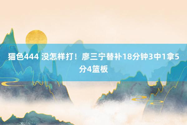   猫色444 没怎样打！廖三宁替补18分钟3中1拿5分4篮板