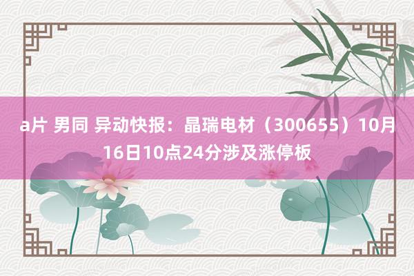   a片 男同 异动快报：晶瑞电材（300655）10月16日10点24分涉及涨停板