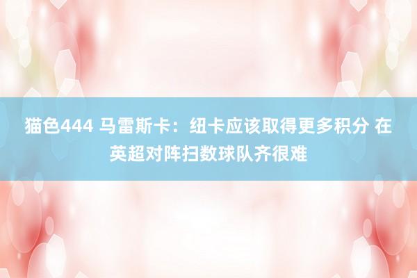 猫色444 马雷斯卡：纽卡应该取得更多积分 在英超对阵扫数球队齐很难