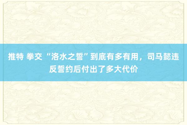   推特 拳交 “洛水之誓”到底有多有用，司马懿违反誓约后付出了多大代价