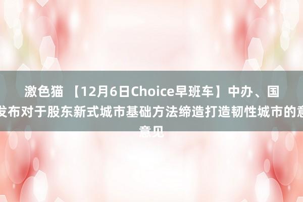   激色猫 【12月6日Choice早班车】中办、国办发布对于股东新式城市基础方法缔造打造韧性城市的意见
