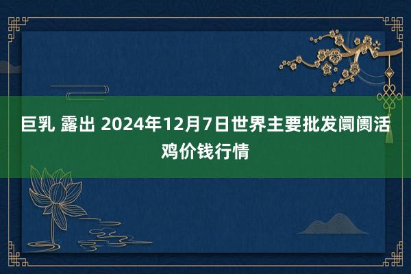   巨乳 露出 2024年12月7日世界主要批发阛阓活鸡价钱行情