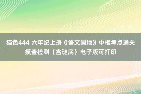   猫色444 六年纪上册《语文园地》中枢考点通关摸查检测（含谜底）电子版可打印