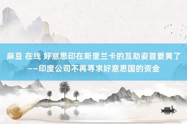   麻豆 在线 好意思印在斯里兰卡的互助姿首要黄了——印度公司不再寻求好意思国的资金