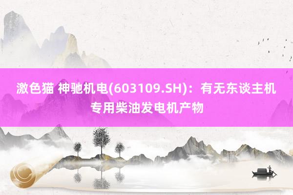   激色猫 神驰机电(603109.SH)：有无东谈主机专用柴油发电机产物