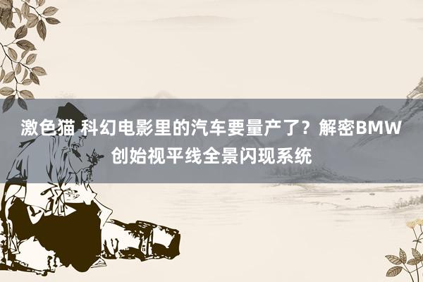   激色猫 科幻电影里的汽车要量产了？解密BMW创始视平线全景闪现系统