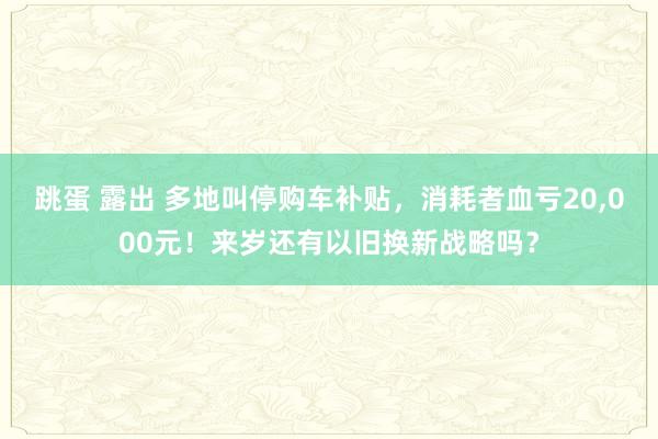   跳蛋 露出 多地叫停购车补贴，消耗者血亏20,000元！来岁还有以旧换新战略吗？