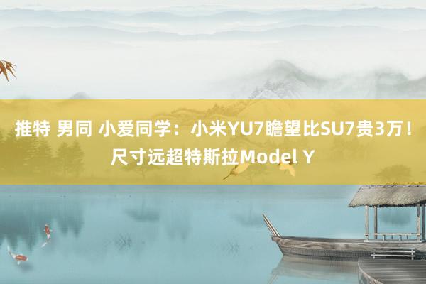   推特 男同 小爱同学：小米YU7瞻望比SU7贵3万！尺寸远超特斯拉Model Y