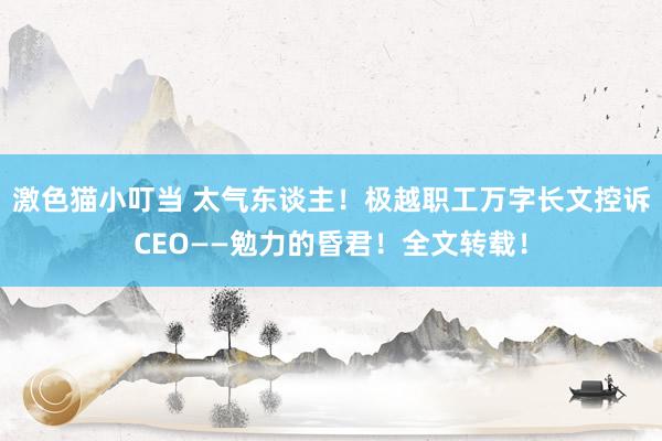   激色猫小叮当 太气东谈主！极越职工万字长文控诉CEO——勉力的昏君！全文转载！