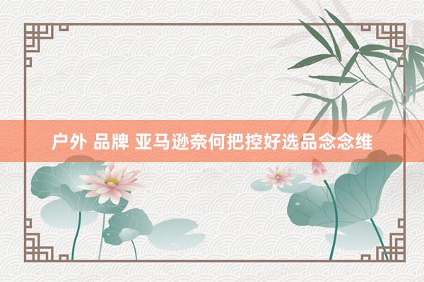   户外 品牌 亚马逊奈何把控好选品念念维
