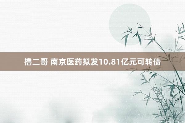   撸二哥 南京医药拟发10.81亿元可转债