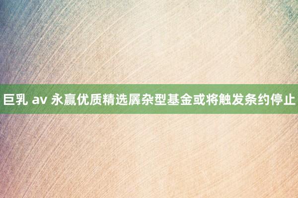   巨乳 av 永赢优质精选羼杂型基金或将触发条约停止