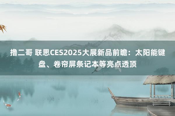   撸二哥 联思CES2025大展新品前瞻：太阳能键盘、卷帘屏条记本等亮点透顶