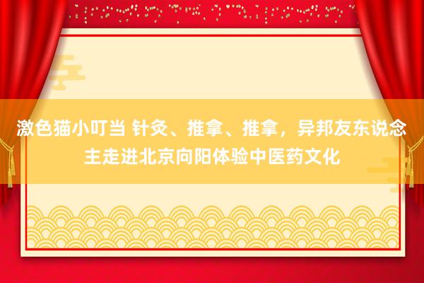   激色猫小叮当 针灸、推拿、推拿，异邦友东说念主走进北京向阳体验中医药文化