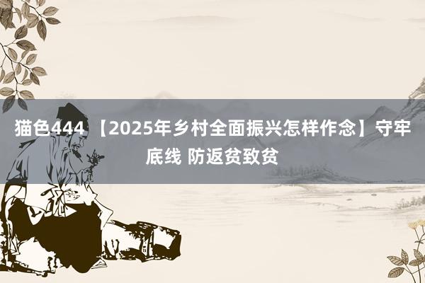   猫色444 【2025年乡村全面振兴怎样作念】守牢底线 防返贫致贫