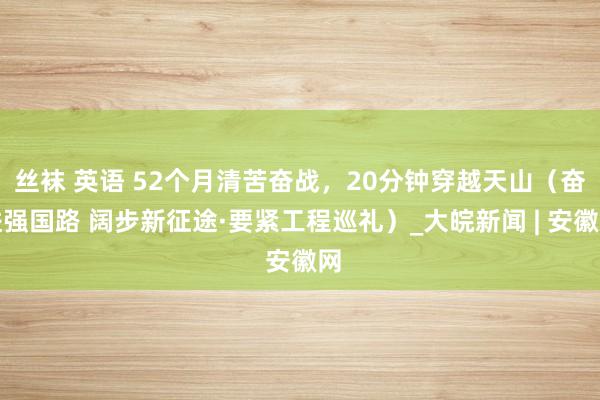   丝袜 英语 52个月清苦奋战，20分钟穿越天山（奋进强国路 阔步新征途·要紧工程巡礼）_大皖新闻 | 安徽网