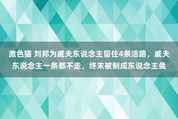   激色猫 刘邦为戚夫东说念主留住4条活路，戚夫东说念主一条都不走，终末被制成东说念主彘