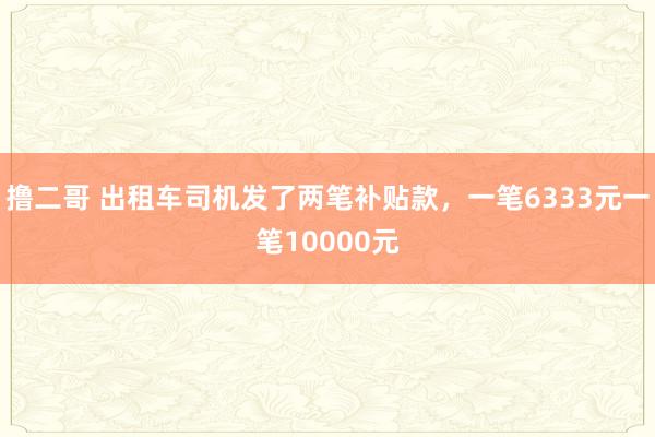   撸二哥 出租车司机发了两笔补贴款，一笔6333元一笔10000元
