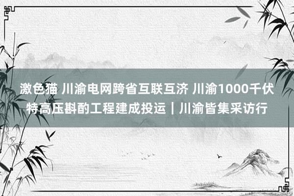   激色猫 川渝电网跨省互联互济 川渝1000千伏特高压斟酌工程建成投运｜川渝皆集采访行