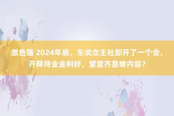   激色猫 2024年底，东说念主社部开了一个会，开释待业金利好，望望齐是啥内容？