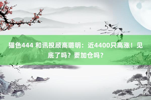   猫色444 和讯投顾高璐明：近4400只高涨！见底了吗？要加仓吗？