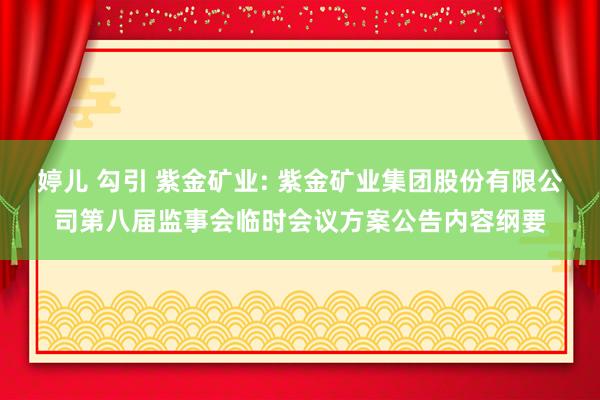 婷儿 勾引 紫金矿业: 紫金矿业集团股份有限公司第八届监事会临时会议方案公告内容纲要