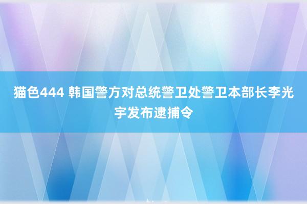   猫色444 韩国警方对总统警卫处警卫本部长李光宇发布逮捕令