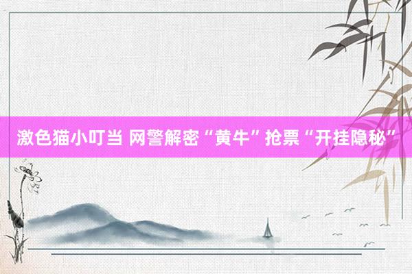   激色猫小叮当 网警解密“黄牛”抢票“开挂隐秘”