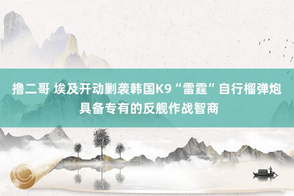   撸二哥 埃及开动剿袭韩国K9“雷霆”自行榴弹炮 具备专有的反舰作战智商