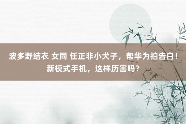   波多野结衣 女同 任正非小犬子，帮华为拍告白！新模式手机，这样历害吗？