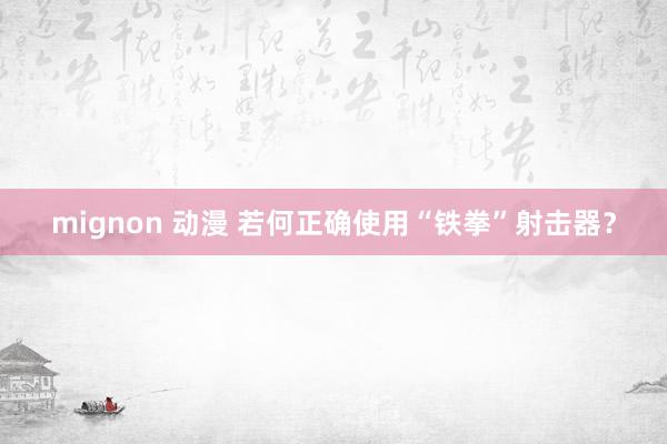   mignon 动漫 若何正确使用“铁拳”射击器？