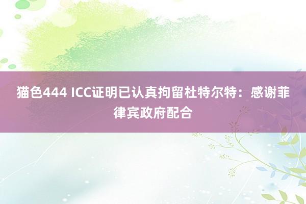   猫色444 ICC证明已认真拘留杜特尔特：感谢菲律宾政府配合