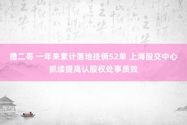   撸二哥 一年来累计落地技俩52单 上海股交中心抓续提高认股权处事质效