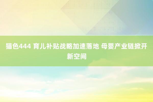 猫色444 育儿补贴战略加速落地 母婴产业链掀开新空间