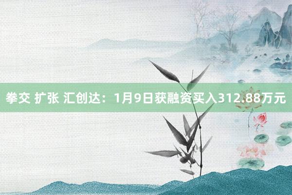   拳交 扩张 汇创达：1月9日获融资买入312.88万元