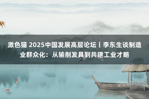   激色猫 2025中国发展高层论坛丨李东生谈制造业群众化：从输削发具到共建工业才略