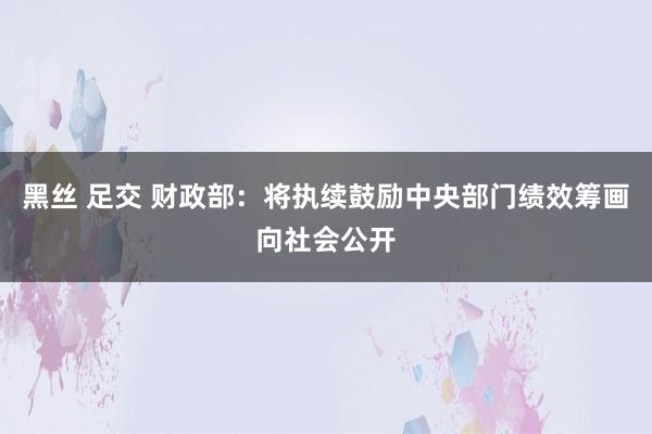   黑丝 足交 财政部：将执续鼓励中央部门绩效筹画向社会公开