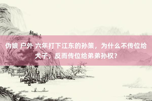   伪娘 户外 六年打下江东的孙策，为什么不传位给犬子，反而传位给弟弟孙权？