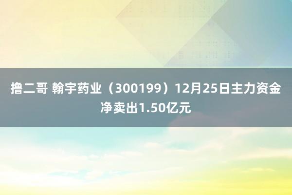   撸二哥 翰宇药业（300199）12月25日主力资金净卖出1.50亿元