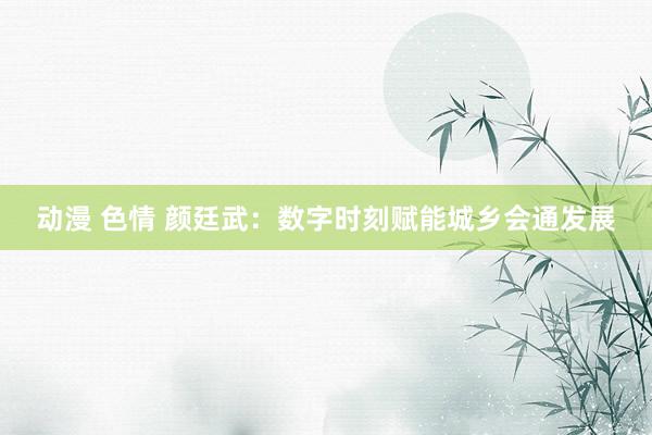   动漫 色情 颜廷武：数字时刻赋能城乡会通发展