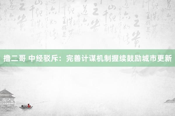   撸二哥 中经驳斥：完善计谋机制握续鼓励城市更新