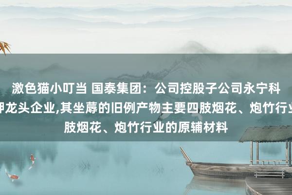  激色猫小叮当 国泰集团：公司控股子公司永宁科技是高氯酸钾龙头企业,其坐蓐的旧例产物主要四肢烟花、炮竹行业的原辅材料