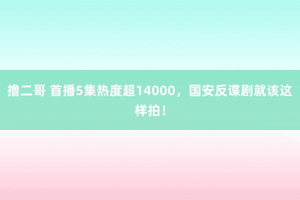   撸二哥 首播5集热度超14000，国安反谍剧就该这样拍！