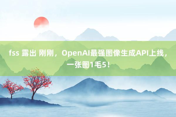   fss 露出 刚刚，OpenAI最强图像生成API上线，一张图1毛5！