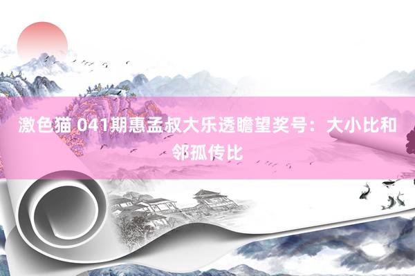   激色猫 041期惠孟叔大乐透瞻望奖号：大小比和邻孤传比